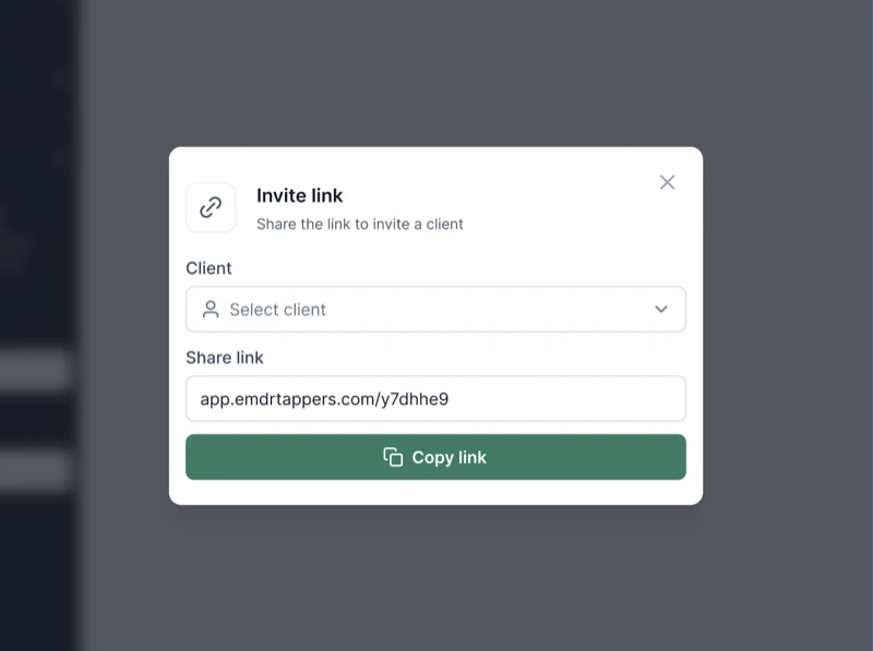 Invite link modal showing a shareable session link